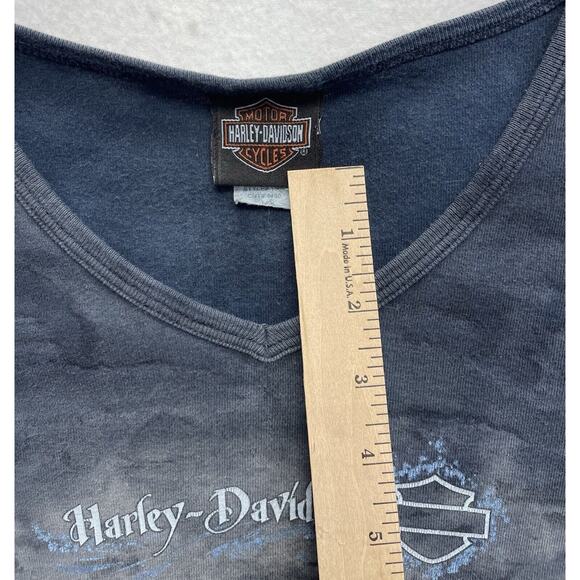 HARLEY-DAVIDSON Women's Medium 3/4 Sleeve Tie Dye V-Neck Shirt, Fond Du Lac WI - Picture 3 of 6